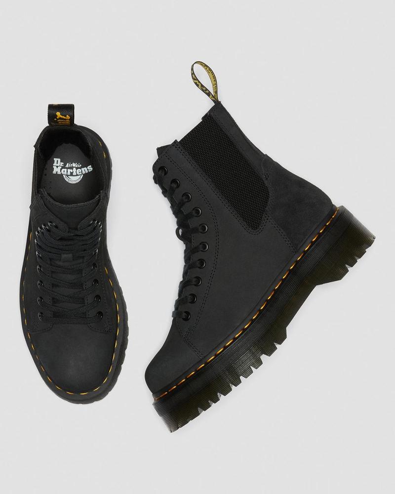 Botas Plataforma Dr Martens Jadon Nubuck Cuero Hombre Negros | MX 256JPQ